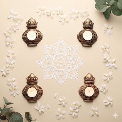 Kalash T - Light Diya Set – Indian Ethnic Lighting – Home Decor on Brown Living™. SKU: D39. Img 7.