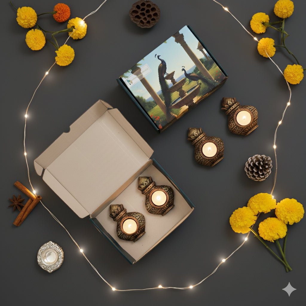 Kalash T - Light Diya Set – Indian Ethnic Lighting – Home Decor on Brown Living™. SKU: D39. Img 10.