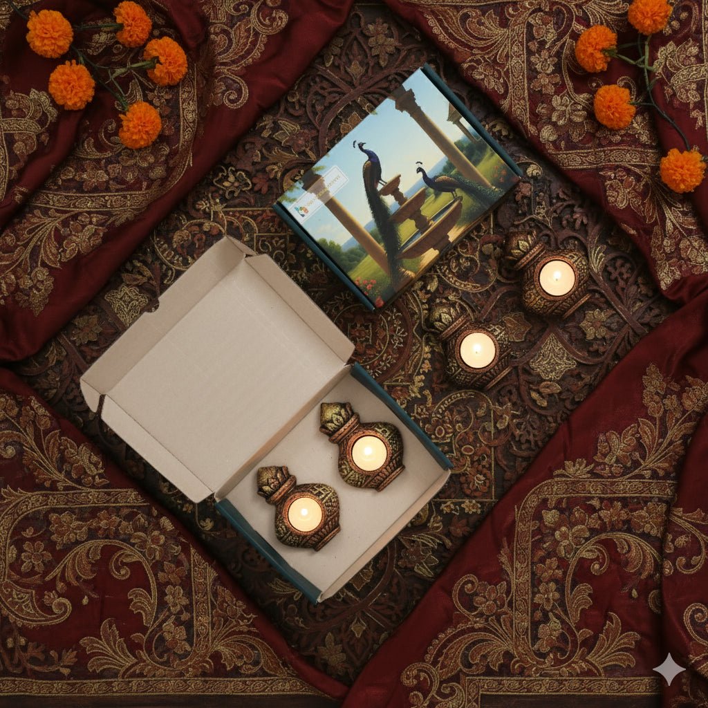 Kalash T - Light Diya Set – Indian Ethnic Lighting – Home Decor on Brown Living™. SKU: D39. Img 9.