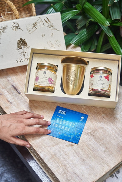 Kama Gift Box - Ayurvedic Luxury & Rejuvenation – Gift Giving on Brown Living™. SKU: Kamag_500gms. Img 8.
