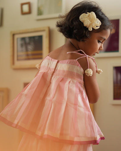 Kamal Lehenga Set in Baby Pink Stripes – Ethnic Wear For Kids – Kids Ethnic Sets on Brown Living™. SKU: C35G5PL12. Img 6.