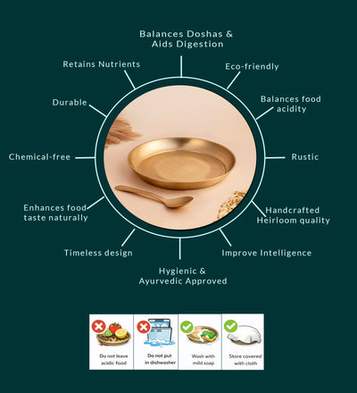 Kansa Bronze Quarter Plate Set of 6 – Traditional Dinnerware – Plates & Bowls on Brown Living™. SKU: B37. Img 4.