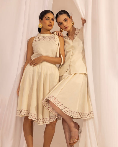 Kantha Embroidered Cotton Skirt – Womens Skirt on Brown Living™. SKU: HOA - KAN - 109. Img 2.