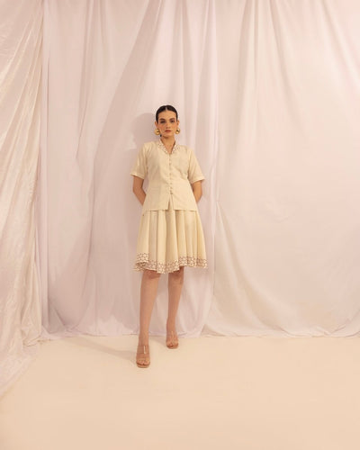 Kantha Embroidered Cotton Skirt – Womens Skirt on Brown Living™. SKU: HOA - KAN - 109. Img 3.