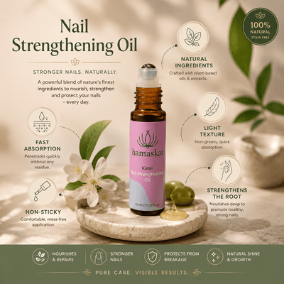 Kanti- 100% Natural Nail Strengthening Oil- 10 ml – Nail Cuticle Cream on Brown Living™. SKU: NNS10ml-Namaskar2024. Img 5.