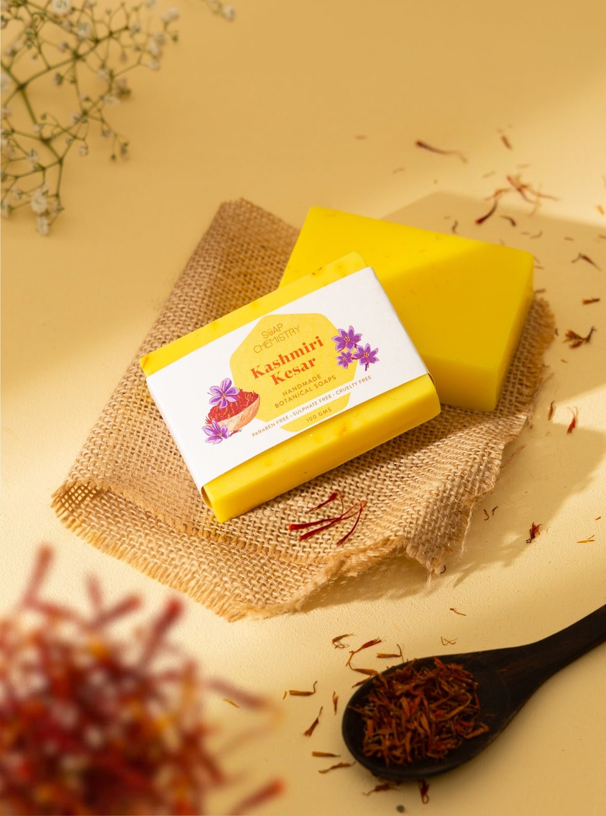 Kashmiri Kesar Soap Bar 125g | Saffron Glow Bath Soap – Body Soap on Brown Living™. SKU: SC-07. Img 1.