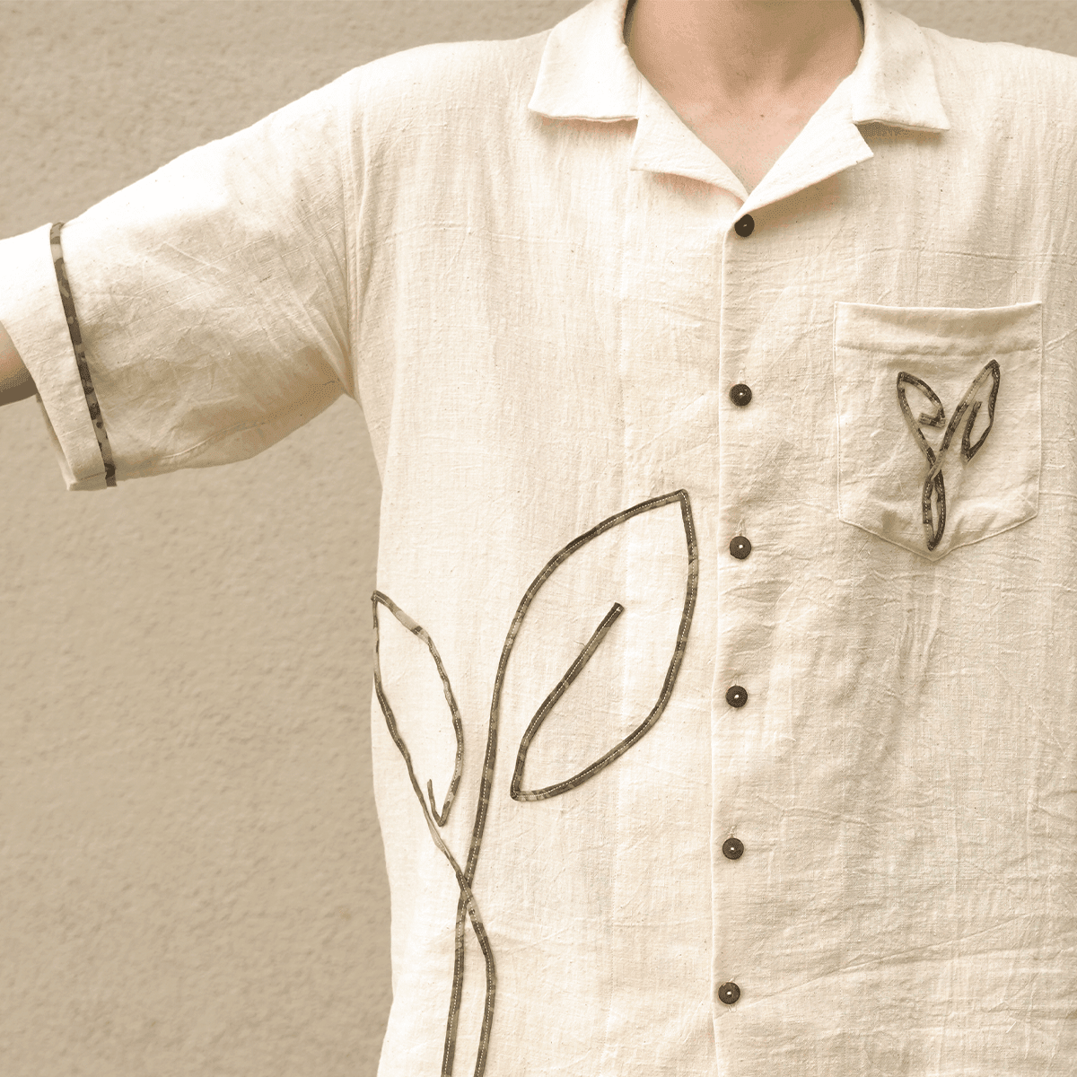 Katahal Unisex Shirt | Sustainable Cotton Casual Everyday Wear – Mens Shirt on Brown Living™. SKU: 5MA00003. Img 3.