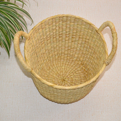 Kauna Curved Storage Basket – Baskets & Boxes by DHARINI available on Brown Living™. . SKU: KAUBAS034A. Img 5.