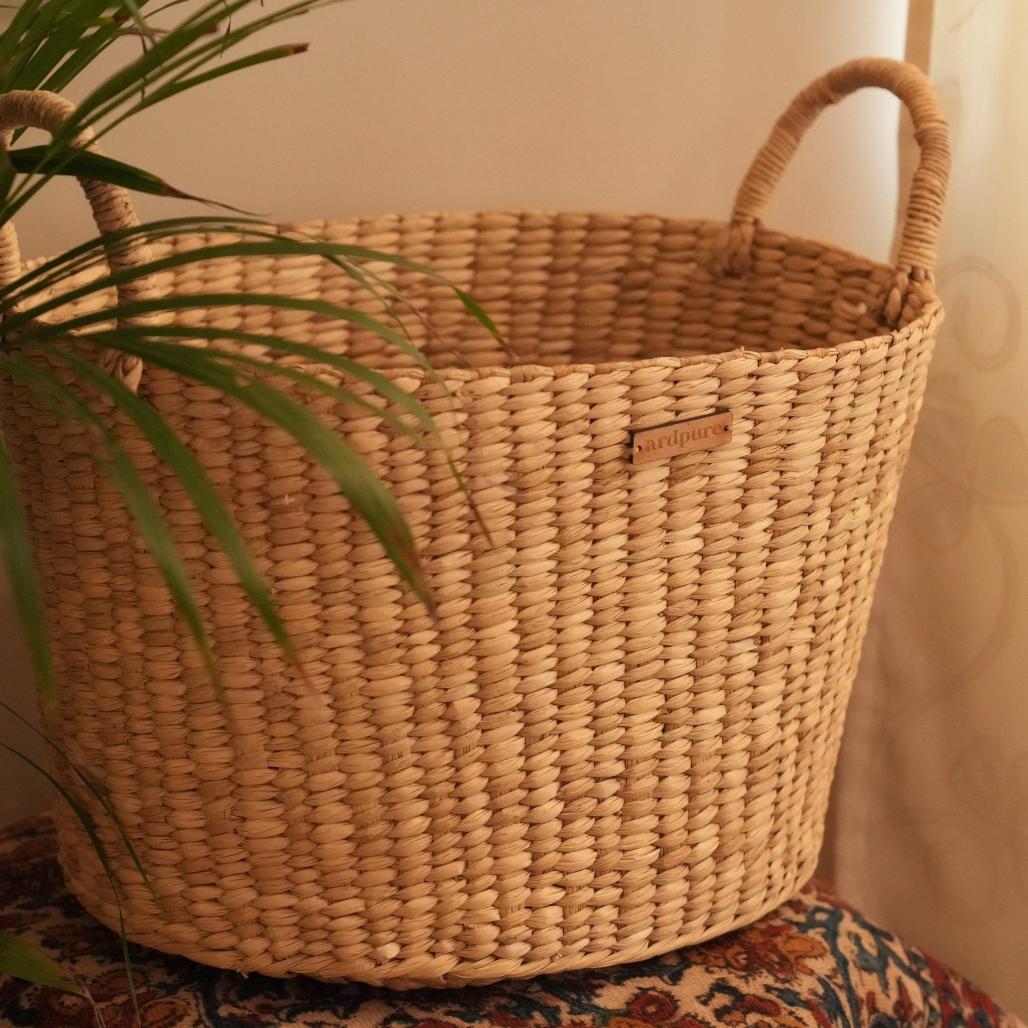 Kauna Grass Marquise Laundry Basket – Baskets & Boxes on Brown Living™. SKU: 918KL. Img 1.