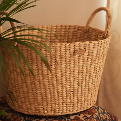 Kauna Grass Marquise Laundry Basket – Baskets & Boxes on Brown Living™. SKU: 918KL. Img 1.