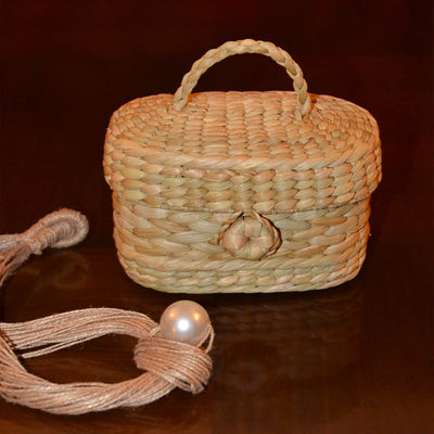 Kauna Oval Trinket & Gift Box - Natural – Baskets & Boxes by DHARINI available on Brown Living™. . SKU: KATBOX025A. Img 7.