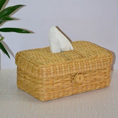 Kauna Rectangular Tissue Box - Natural – Baskets & Boxes on Brown Living™. SKU: KATBOX014A. Img 1.