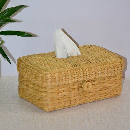 Kauna Rectangular Tissue Box - Natural – Baskets & Boxes on Brown Living™. SKU: KATBOX014A. Img 1.