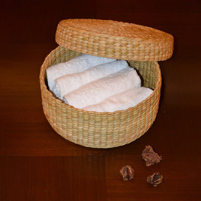 Kauna Round Gift & Utility Box – Baskets & Boxes by DHARINI available on Brown Living™. . SKU: KARBOX033A. Img 6.