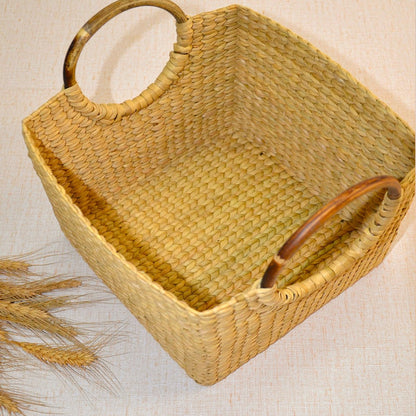 Kauna Square Storage & Utility Basket – Baskets & Boxes by DHARINI available on Brown Living™. . SKU: KAUBAS011A. Img 5.
