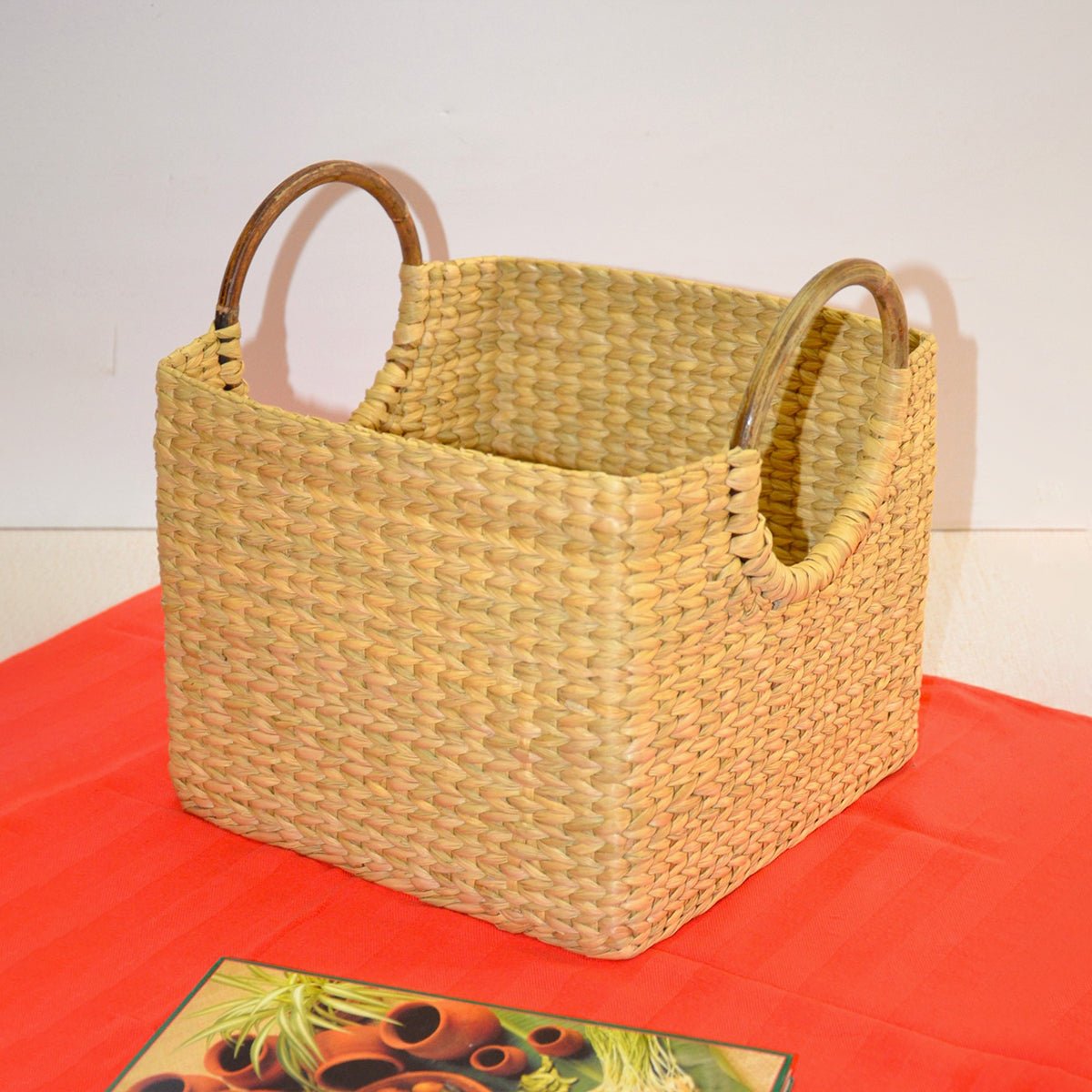 Kauna Square Storage & Utility Basket – Baskets & Boxes by DHARINI available on Brown Living™. . SKU: KAUBAS011A. Img 2.