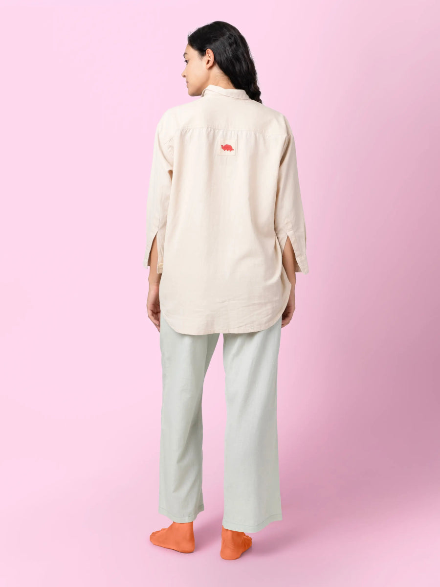 Kaya – Organic Cotton Linen Classic Shirt – Men Shirt by Phuhar's available on Brown Living™. Beige Xs. SKU: pH1961. Img 17.