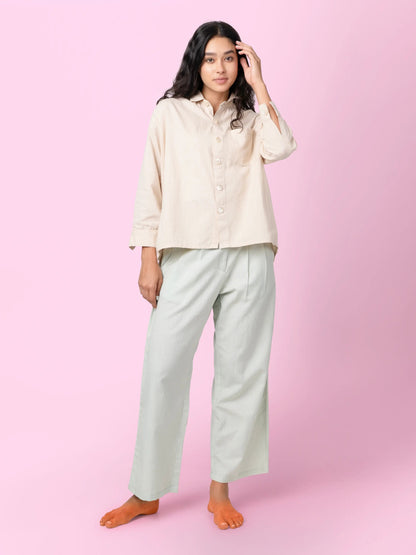 Kaya – Organic Cotton Linen Classic Shirt – Men Shirt by Phuhar's available on Brown Living™. Beige Xs. SKU: pH1961. Img 16.