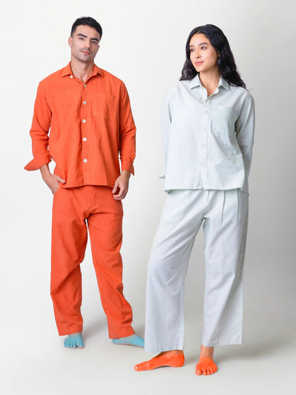 Kaya – Organic Cotton Linen Classic Shirt – Men Shirt by Phuhar's available on Brown Living™. Rust Xs. SKU: pH2061. Img 6.