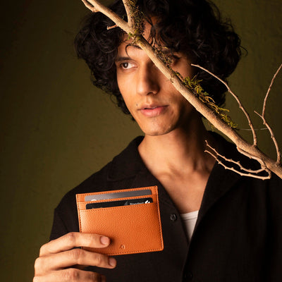 Keeper Card Case | Slim Handmade Card Holder Wallet – Wallet on Brown Living™. SKU: BL-CAR-BRN-001. Img 1.
