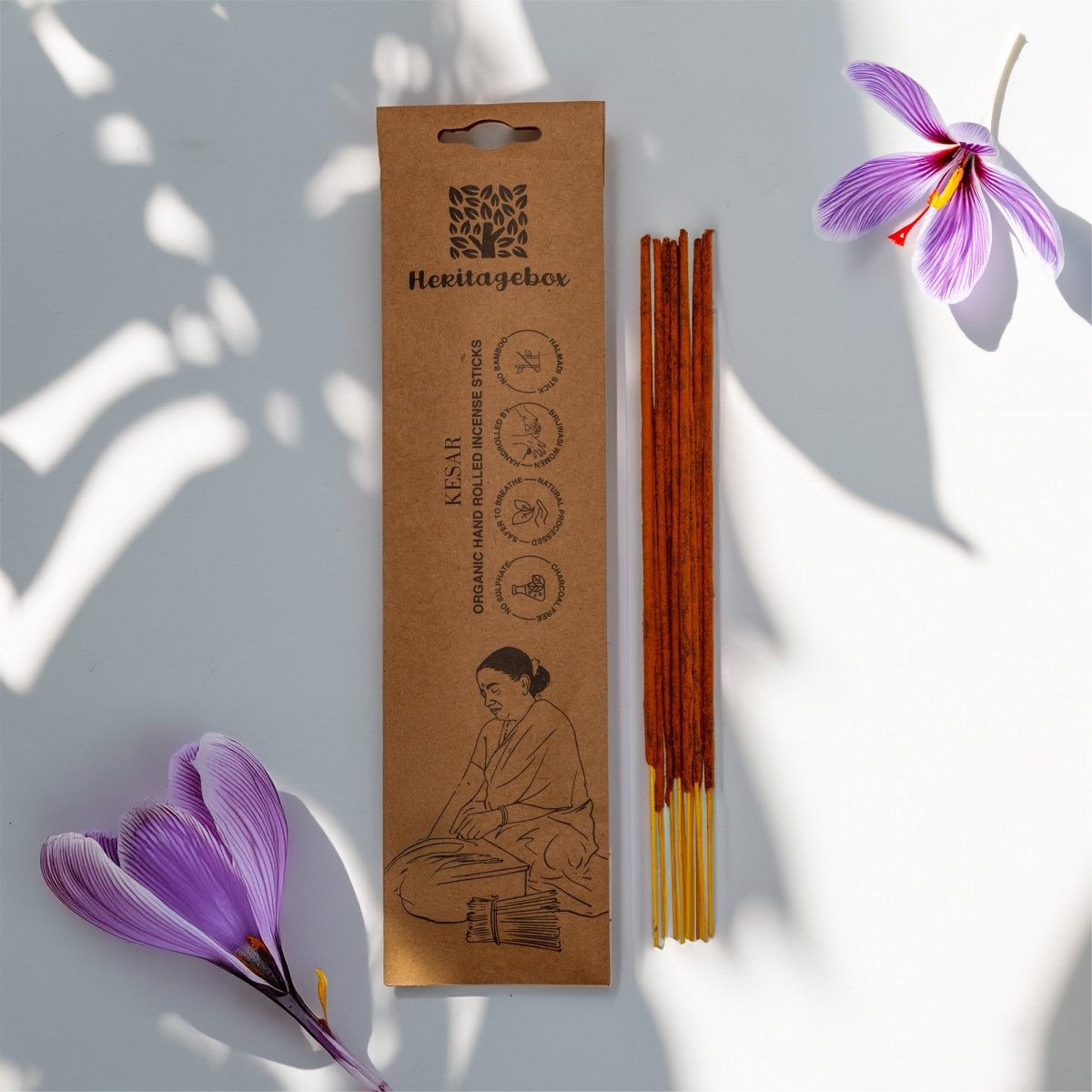 Kesar Handrolled Natural Incense Sticks Pack of 30 – Candles & Fragrances by HERITAGE BOX available on Brown Living™. . SKU: AG002TI. Img 2.