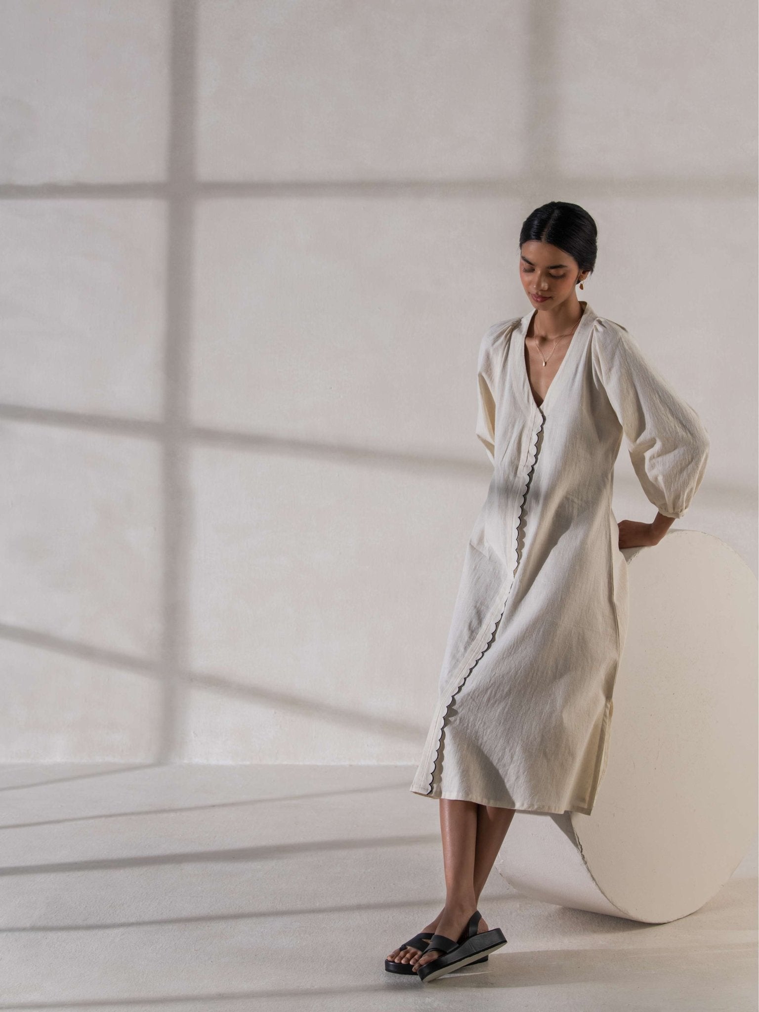 Khadi Raglan Sleeved Dress | Stylish & Comfortable for Women – Womens Dress on Brown Living™. SKU: DCSS25D04S. Img 2.