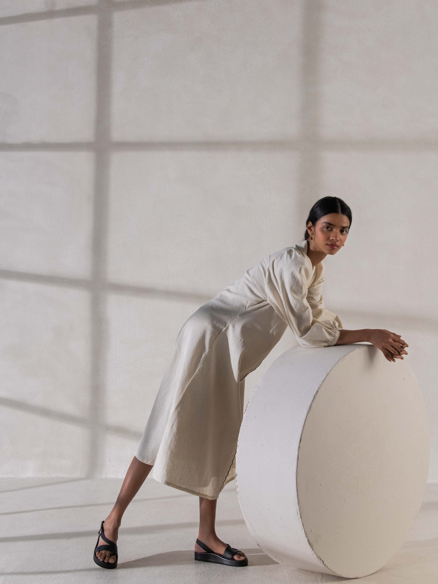 Khadi Raglan Sleeved Dress | Stylish & Comfortable for Women – Womens Dress on Brown Living™. SKU: DCSS25D04S. Img 1.