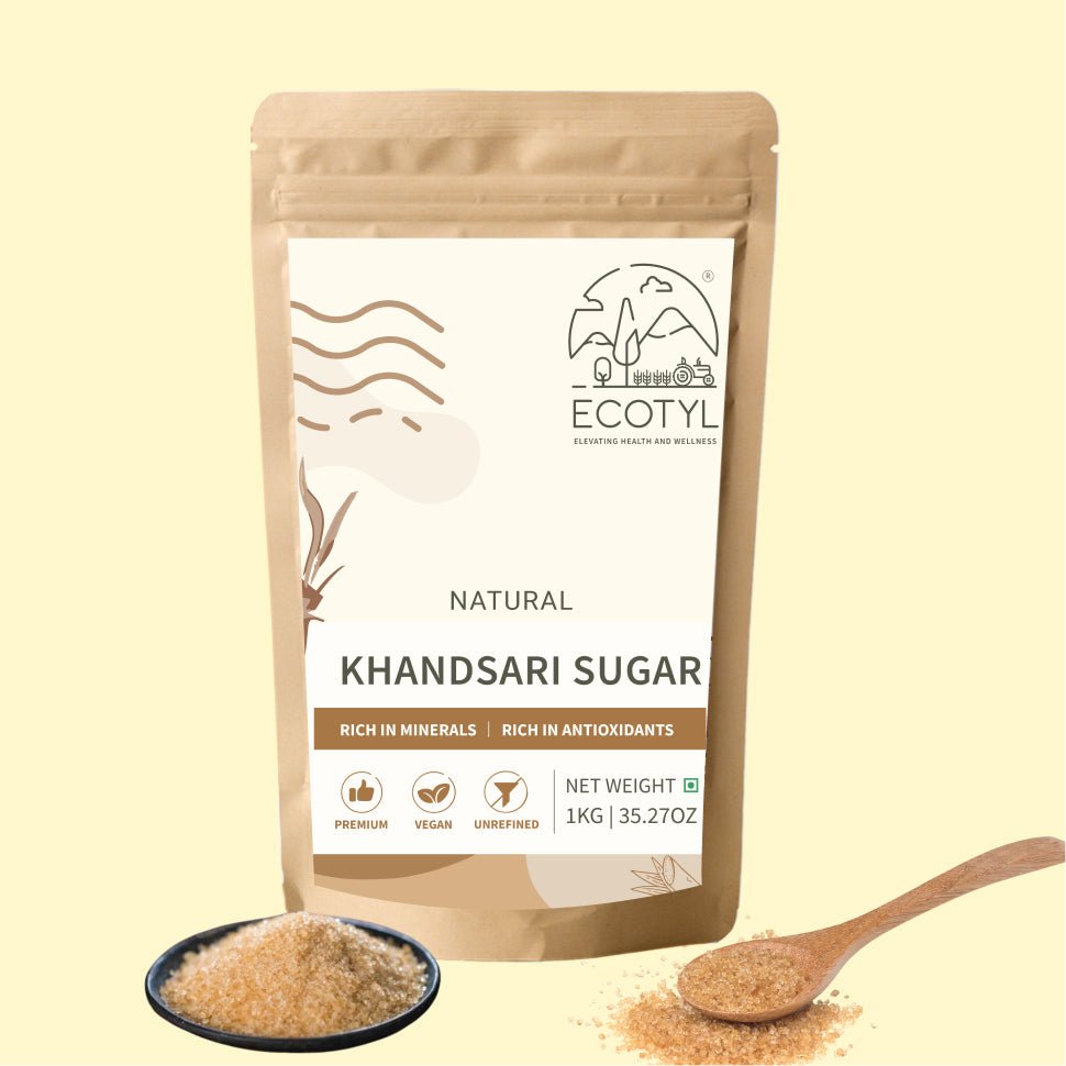 Khandsari Sugar | Unrefined Natural Sweetener | Rich in Minerals | 1kg – Confectionaries by Ecotyl available on Brown Living™. . SKU: ECOTYL00040. Img 1.