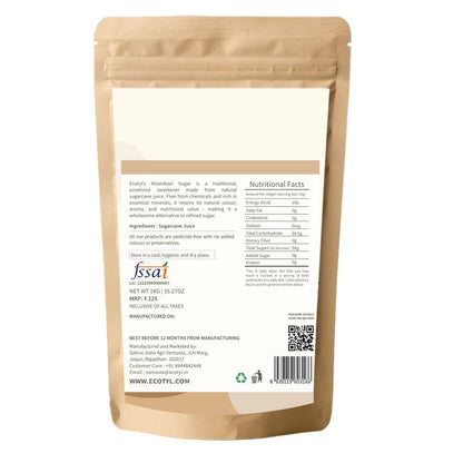 Khandsari Sugar | Unrefined Natural Sweetener | Rich in Minerals | 1kg – Confectionaries by Ecotyl available on Brown Living™. . SKU: ECOTYL00040. Img 6.