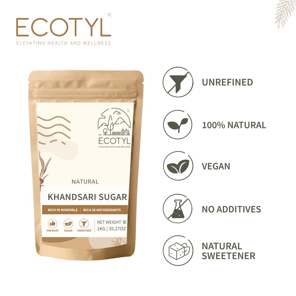 Khandsari Sugar | Unrefined Natural Sweetener | Rich in Minerals | 1kg – Confectionaries by Ecotyl available on Brown Living™. . SKU: ECOTYL00040. Img 3.