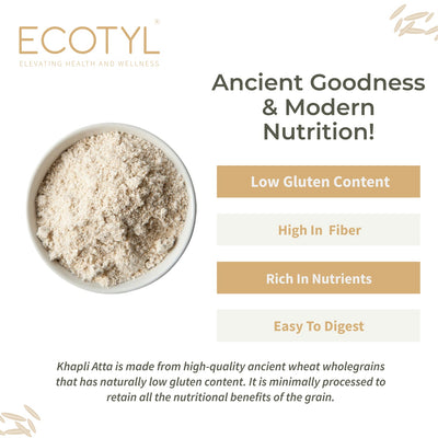 Khapli Atta | Emmer Wheat Flour | 1 kg – Cooking & Baking Supplies on Brown Living™. SKU: ECOTYL00006. Img 2.