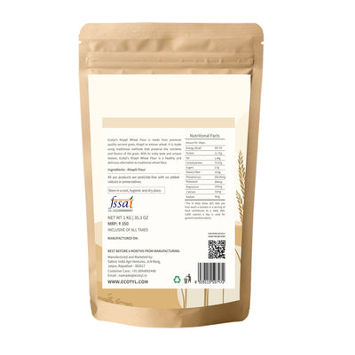 Khapli Atta | Emmer Wheat Flour | 1 kg – Cooking & Baking Supplies on Brown Living™. SKU: ECOTYL00006. Img 6.