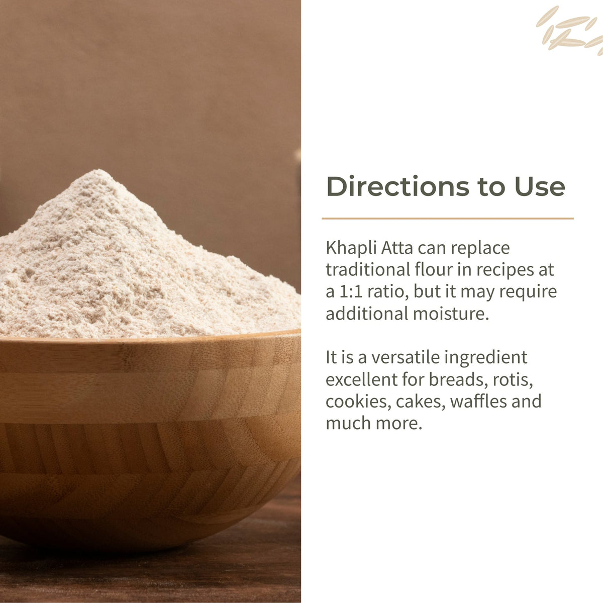 Khapli Atta | Emmer Wheat Flour | 1 kg – Cooking & Baking Supplies on Brown Living™. SKU: ECOTYL00006. Img 4.