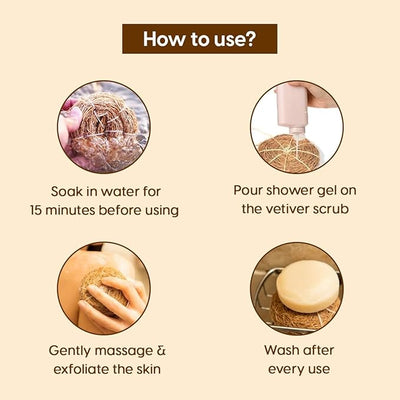 Khus Organic Body Bath Scrubber Pack Of 2 Natural Bath Scrub – Body Scrub on Brown Living™. SKU: OEP911. Img 4.