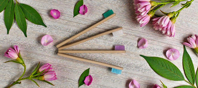 Kids Bamboo Toothbrush Pack Of 4 Eco Friendly Toothbrush – Tooth Brush on Brown Living™. SKU: OEB005. Img 2.