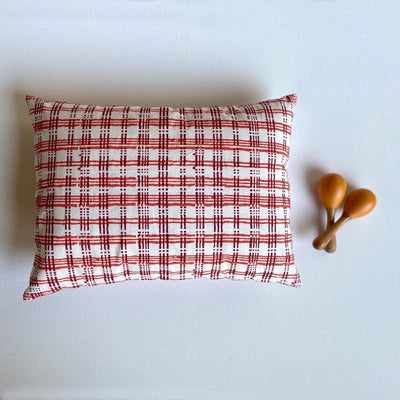 Kids Gift Set - Organic Cotton Manjha Print Kapok Pillow and Maracas – Gift Giving on Brown Living™. SKU: CHK PIL + MAR - ORG. Img 1.