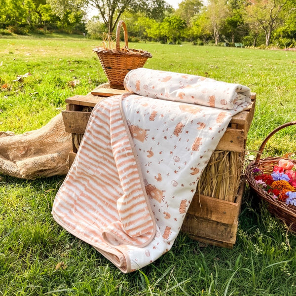 Kids Knitted Cotton Blanket- Farmland | Verified Sustainable Bedding on Brown Living™