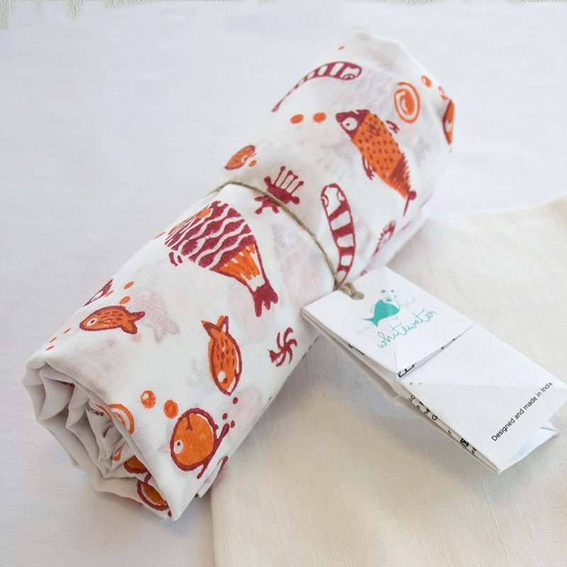 Kids Organic Cotton Koi Red Swaddle | Verified Sustainable by Brown Living™