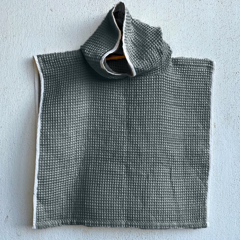 Kids Organic Cotton Waffle Hooded Poncho Towel Set - Grey | Verified Sustainable by Brown Living™