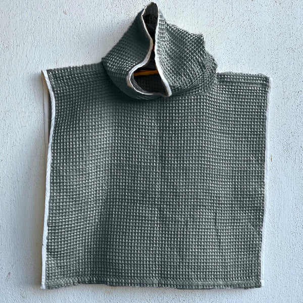 Kids Organic Cotton Waffle Hooded Poncho Towel Set - Grey | Verified Sustainable Kids Daywear Sets on Brown Living™