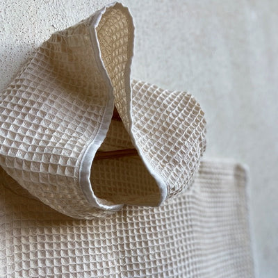 Kids Organic Cotton Waffle Hooded Poncho Towel Set - Natural – Kids Travel Accessories on Brown Living™. SKU: PON - TWL - NAT. Img 1.