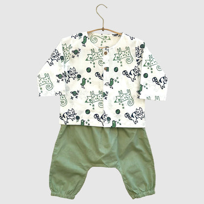 Kids Unisex Organic Billi Mint Kurta & Pajama Set – Kids Daywear Sets on Brown Living™. SKU: BILMNT-KURPJ-03. Img 2.