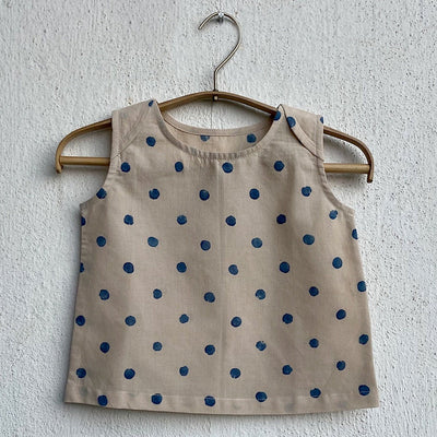 Kids Unisex Organic Cotton Indigo Beige Polka Jhabla with Polka Pants – Kids Daywear Sets on Brown Living™. SKU: ZOO - INDPOL - JHAPJ - 03 - 0422. Img 3.