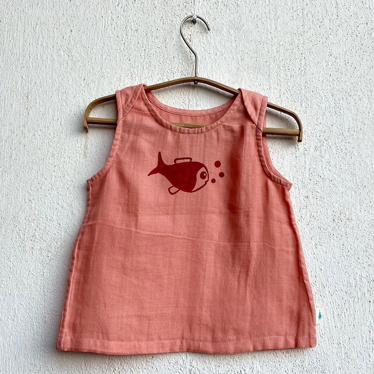 Kids Unisex Organic Cotton Koi Peach Jhabla with Red Pants | Verified Sustainable by Brown Living™