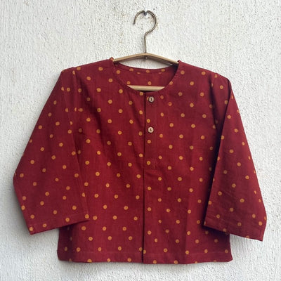 Kids Unisex Organic Cotton Madder Raidana Print Kurta and Pants – Kids Daywear Sets on Brown Living™. SKU: RAI - RED - KURPJ - 69 - 0322. Img 3.