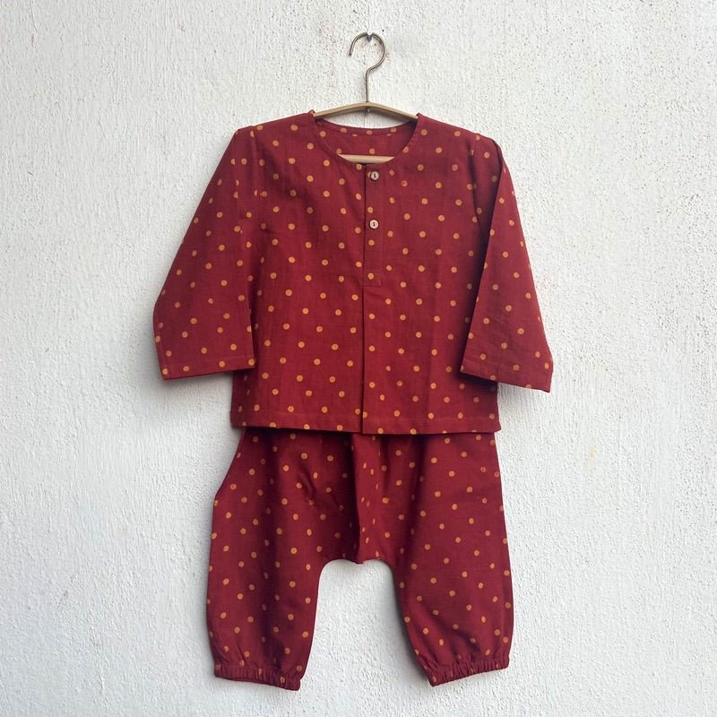 Kids Unisex Organic Cotton Madder Raidana Print Kurta and Pants | Verified Sustainable by Brown Living™