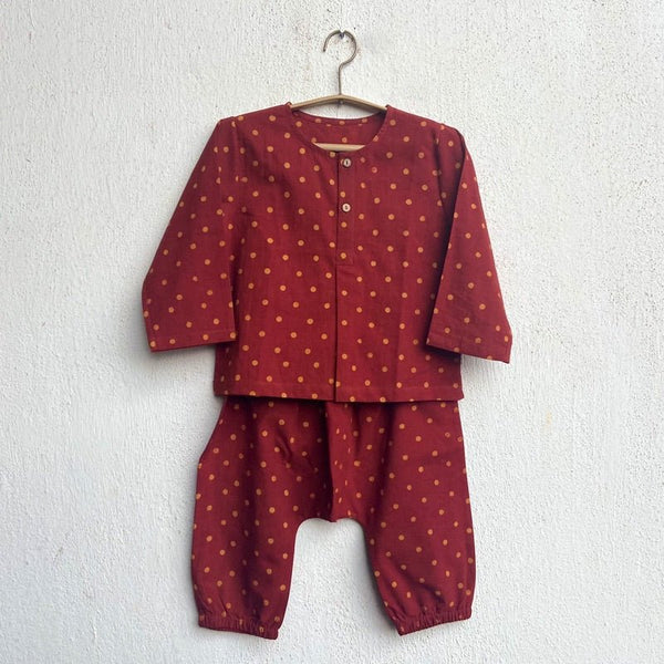 Kids Unisex Organic Cotton Madder Raidana Print Kurta and Pants | Verified Sustainable Kids Daywear Sets on Brown Living™