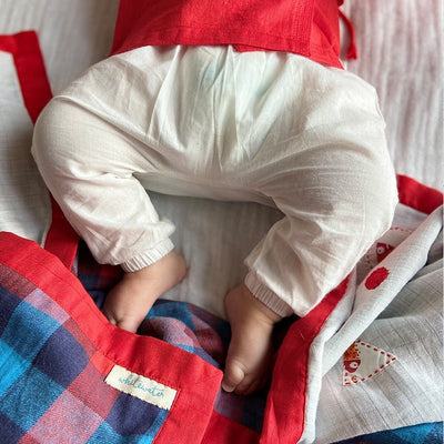 Kids Unisex Organic Cotton Angarakha set – Kids Daywear Sets on Brown Living™. SKU: WWE - REDWHT - ANGPJ - 23. Img 5.