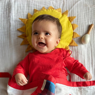 Kids Unisex Organic Cotton Angarakha set – Kids Daywear Sets on Brown Living™. SKU: WWE - REDWHT - ANGPJ - 03. Img 3.