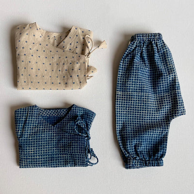 Kids Unisex Organic Cotton Zoo Bag - Raidana, Angarakha and Pants – Kids Daywear Sets on Brown Living™. SKU: IND - RAICHK - COMBOANGPJ - 03 - 0322. Img 1.